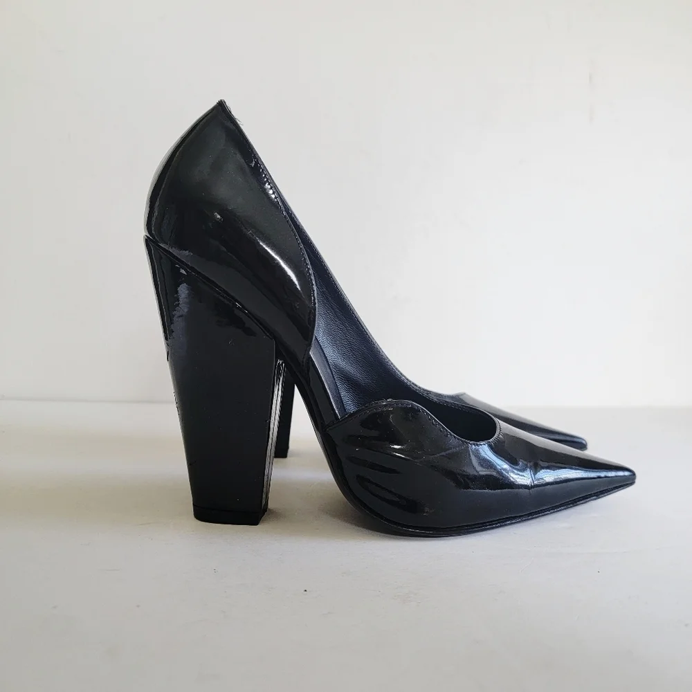 Givenchy D'orsay Black Patent Leather Pumps EU 36.5 US 6.5 Pointed Toe Designer - Picture 6 of 16
